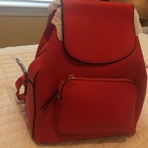 Red backpack purse